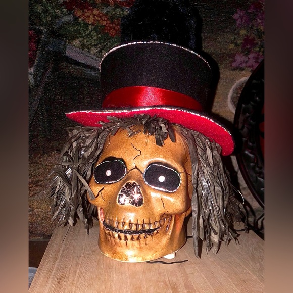 🎄 Fiberoptic light up Skeleton Head Halloween Fall Decoration - Picture 2 of 4